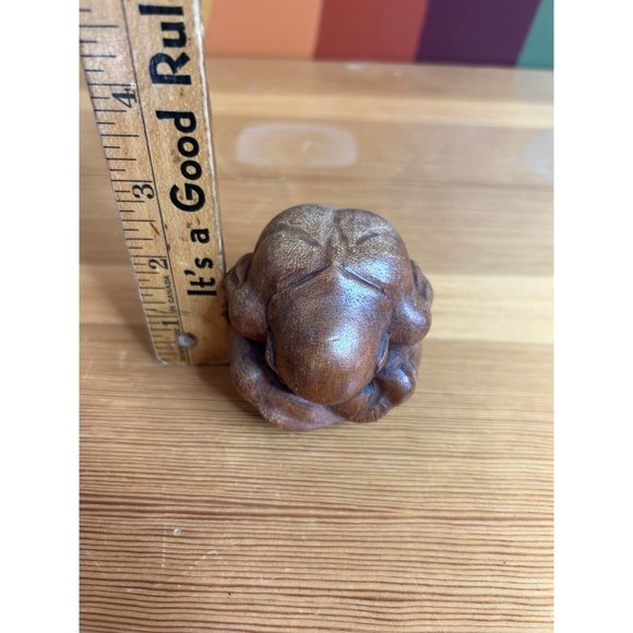 Weaping man Buddha vintage wooden hand carved - set of 3 - Picture 8 of 10